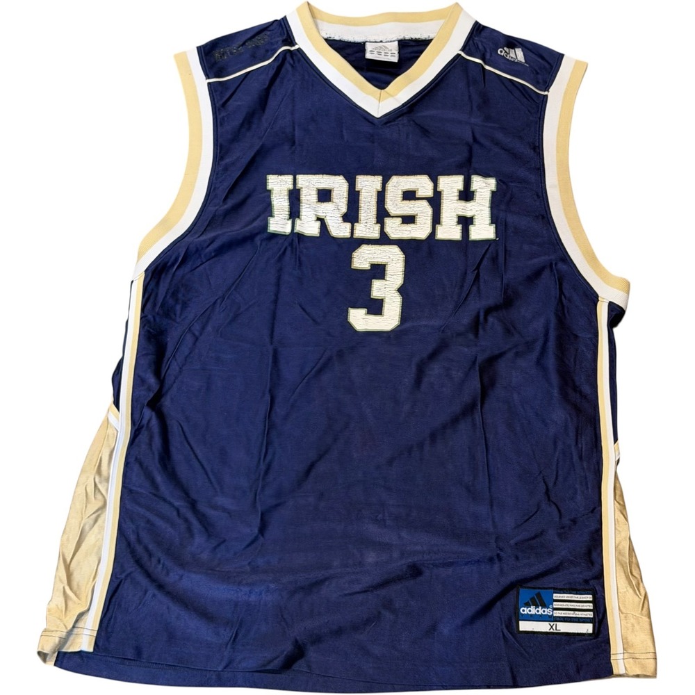 Adidas Notre Dame Fighting Irish Basketball Jersey #3 Navy Blue XL Vintage Fair